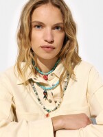 Collar Triple De Cuentas De Piedra multicolor