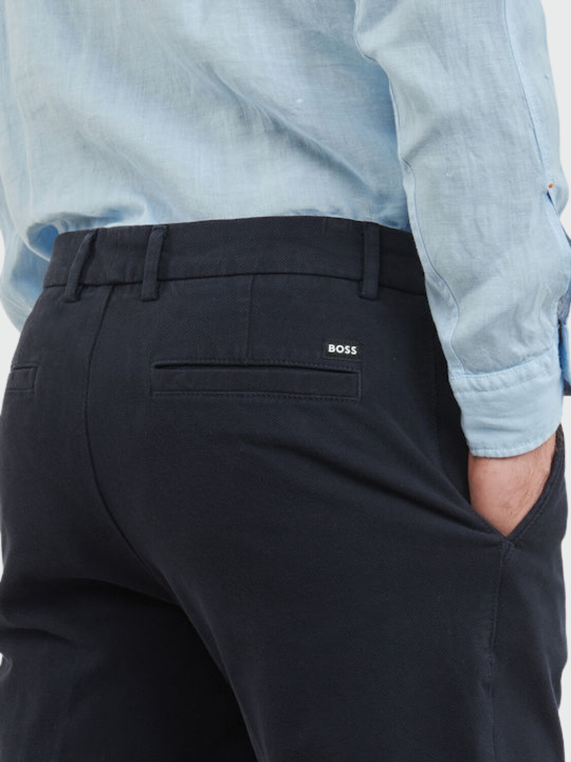 BOSS - Bermudas corte regular de algodón elástico, KANE Azul Oscuro
