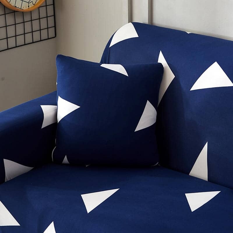 Funda sillón 2 cuerpos estampada Triángulos Azul