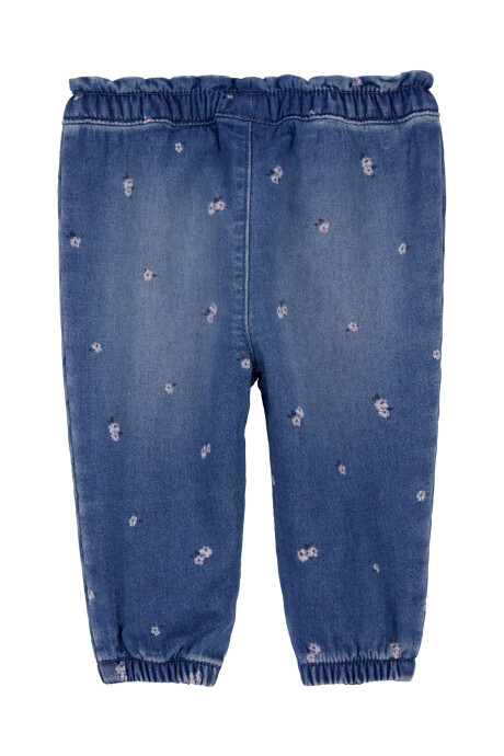 Pantalón jean, estilo deportivo, diseño floral Sin color