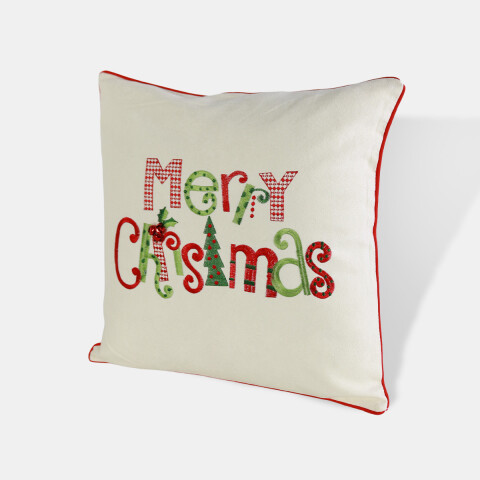 COJIN CUAD MARFIL MERRY CHRISTMAS 43X43CM Unica