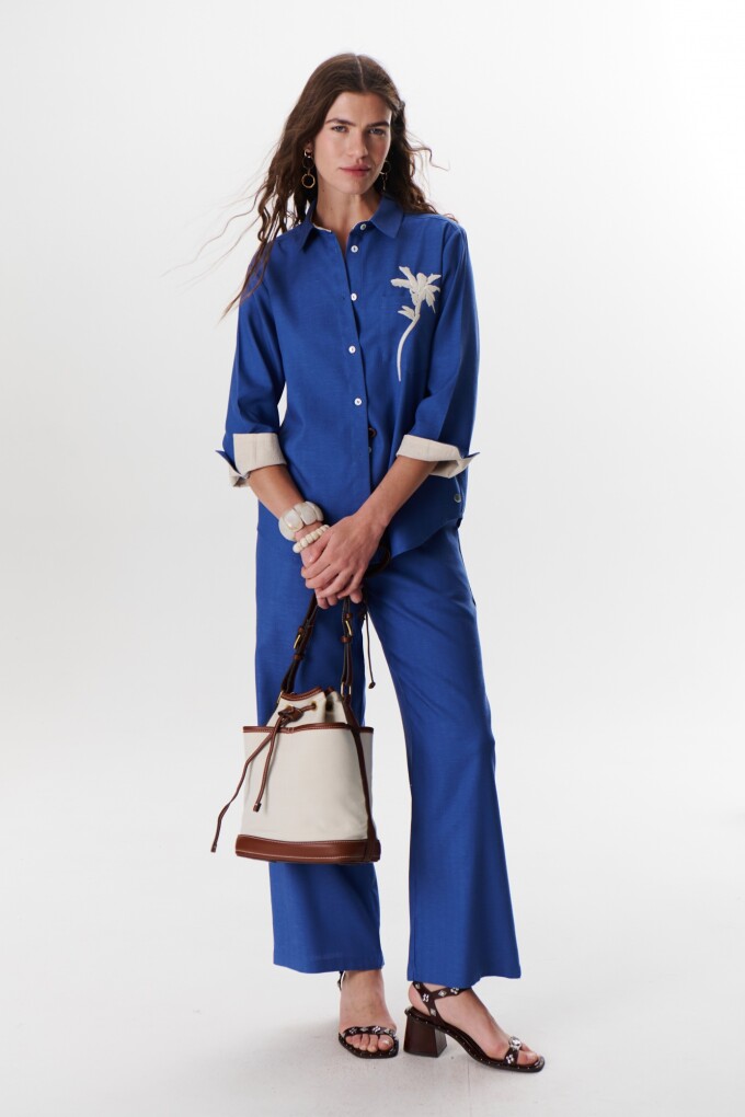PANTALON LINO LYRIO AZUL