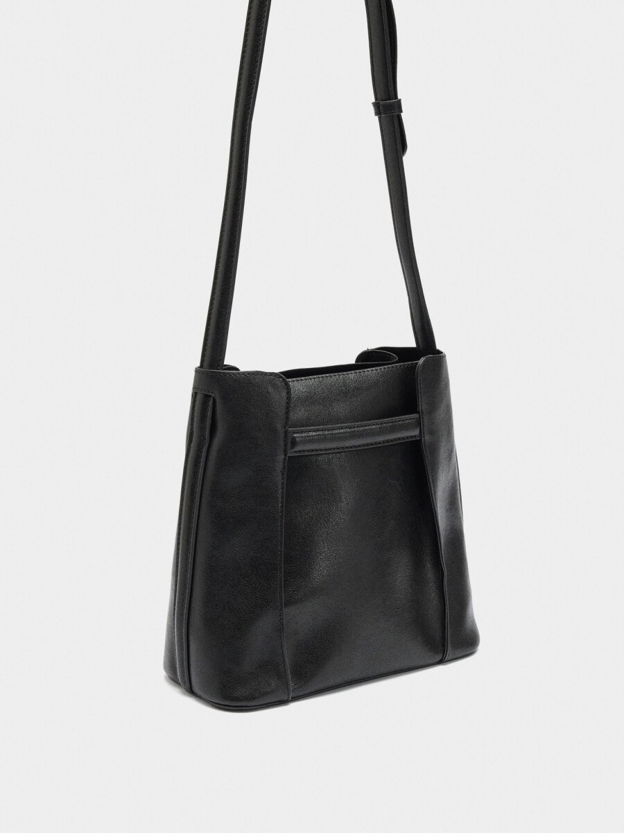 Bolso Bombonera Con Pliegues Laterales negro