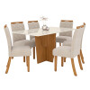 Juego de comedor Madrid 1+6 Mdf y vidrio Natural/beige N/A