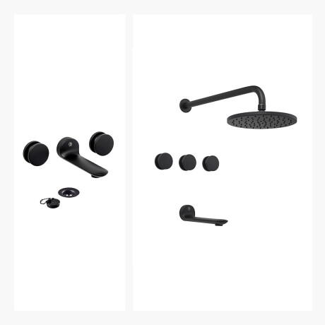JUEGO DE GRIFERIA INCLUYE LAVATORIO DE PARED Y DUCHA NEGRO