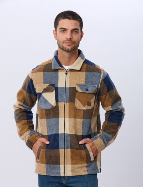 CAMPERA POLAR A CUADROS Azul
