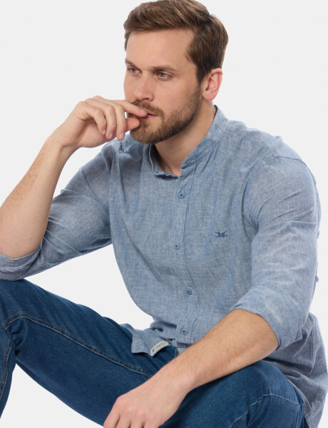 CAMISA DE LINO CUELLO MAO Denim