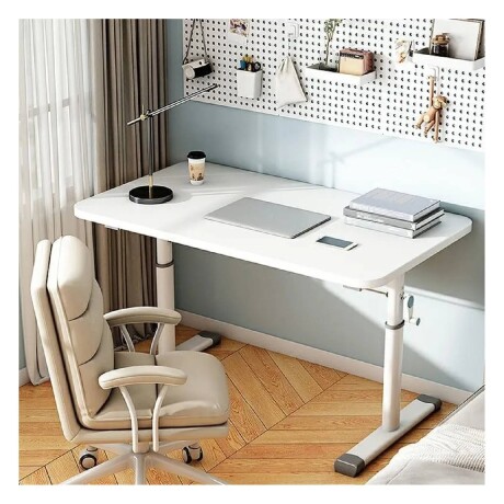 Escritorio Altura Regulable con Palanca Manual - Patas de Metal Blanco