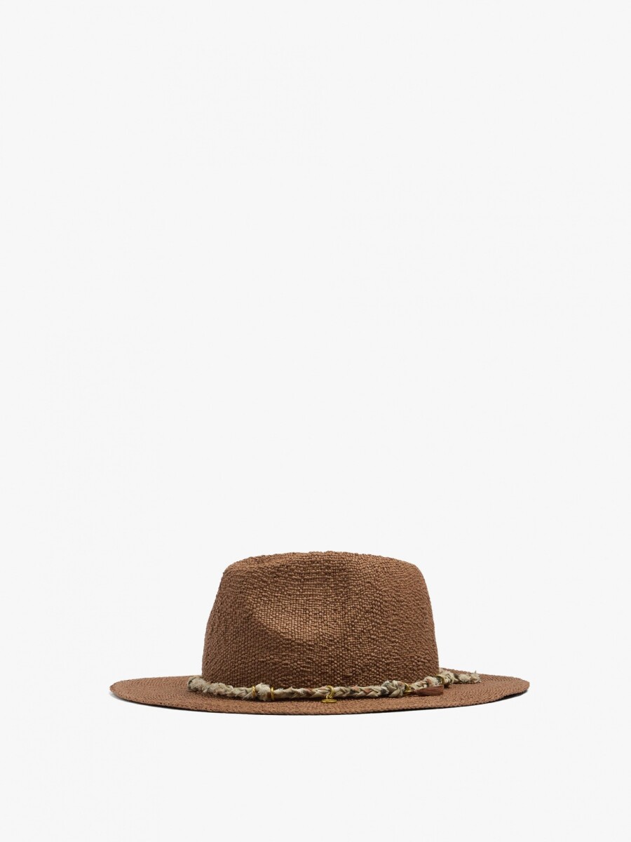 Sombrero Efecto Rafia Con Cordón Y Charms marron