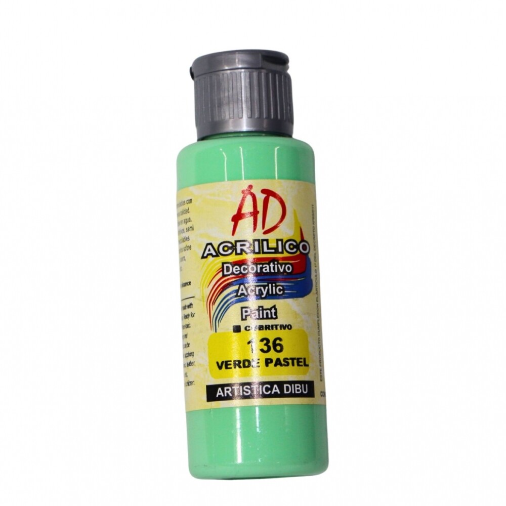 PINTURA ACRILICA ARTISTICA DIBU 60 ML. DIFERENTES COLORES COLOR VERDE PASTEL 136