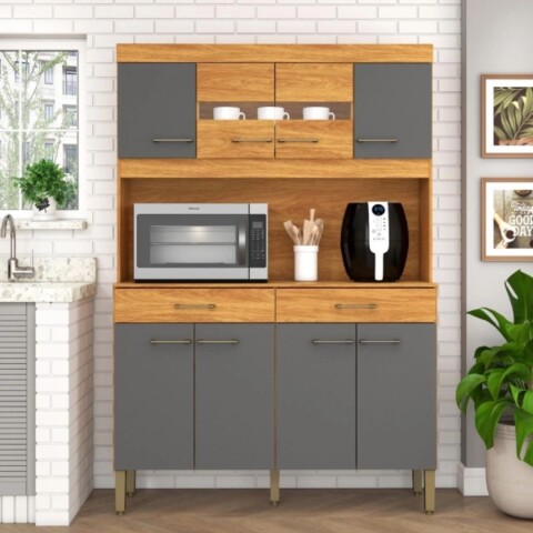 Kit de Cocina Movelmax Laura 1,20 m 8 Puertas Cinamomo Grafito