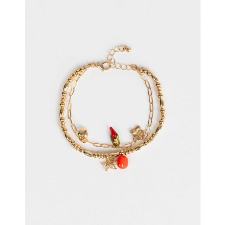 Pulseras Con Dije De Vidrio Dorado