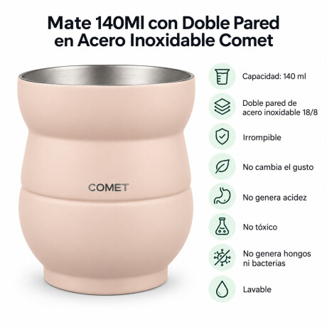 Mate Chico con Doble Pared en Acero Inoxidable 140Ml Comet Rosado