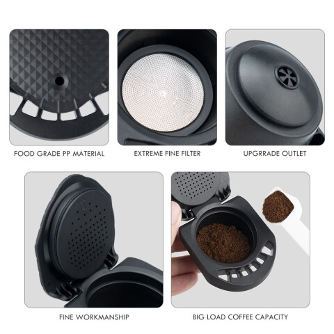 Cápsula de café reutilizable para cafetera Dolce Gusto negro