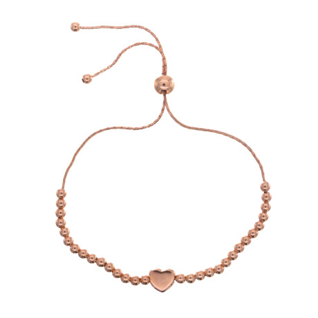 Pulsera de plata 925 con baño de oro rosado, CORAZON. Pulsera de plata 925 con baño de oro rosado, CORAZON.