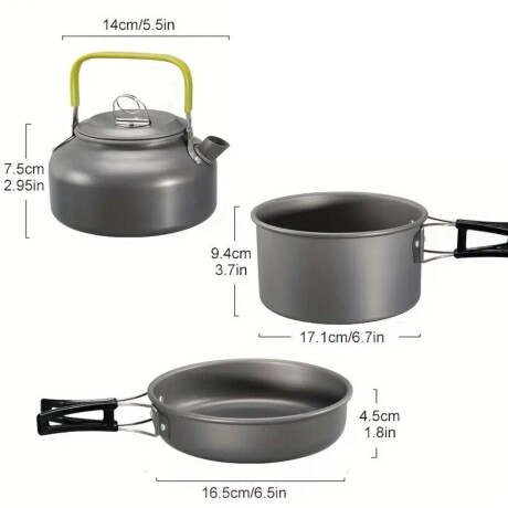 Juego de ollas para camping - 6 piezas Verde