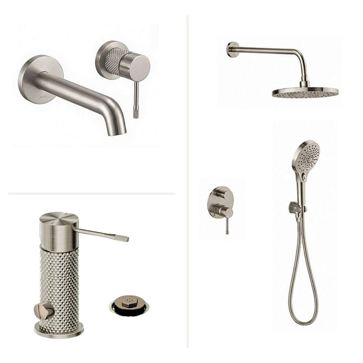 Juego De Griferia Signature Brushed Nickel Lavatorio Pared 