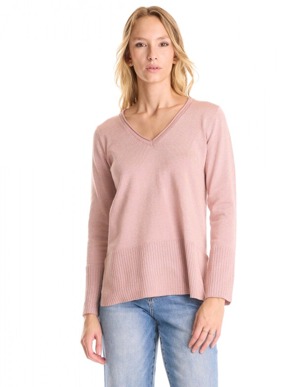 Buzo Esc V Lurex ROSA