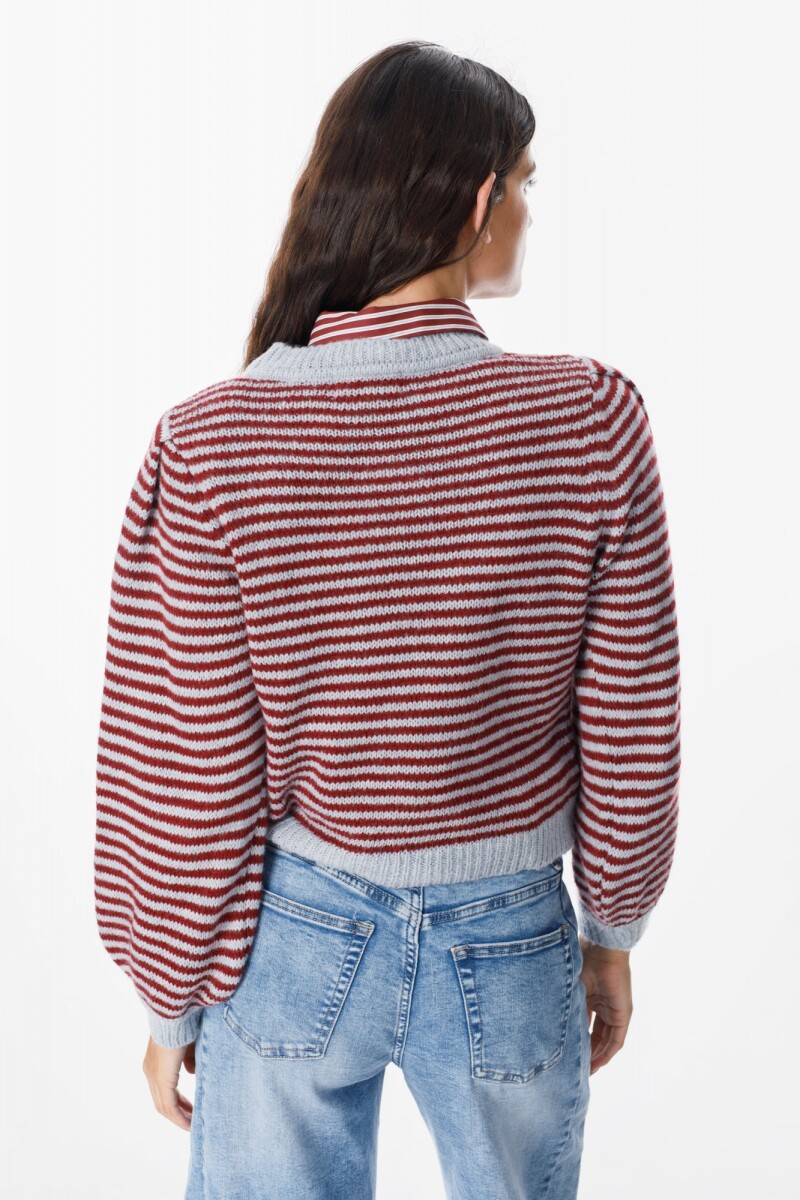 Sweater Fiber Rayas Bordeaux