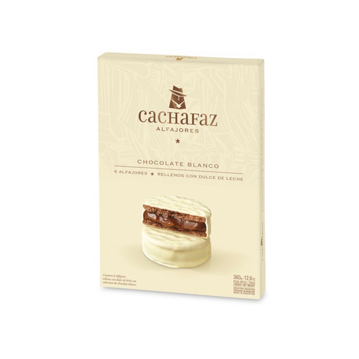 Caja X 6 Alfajores Cachafaz Chocolate - BLANCO 