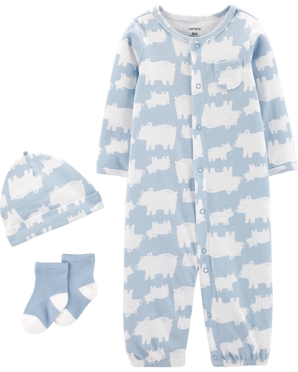 Pijama una pieza con medias y gorro de algodón 