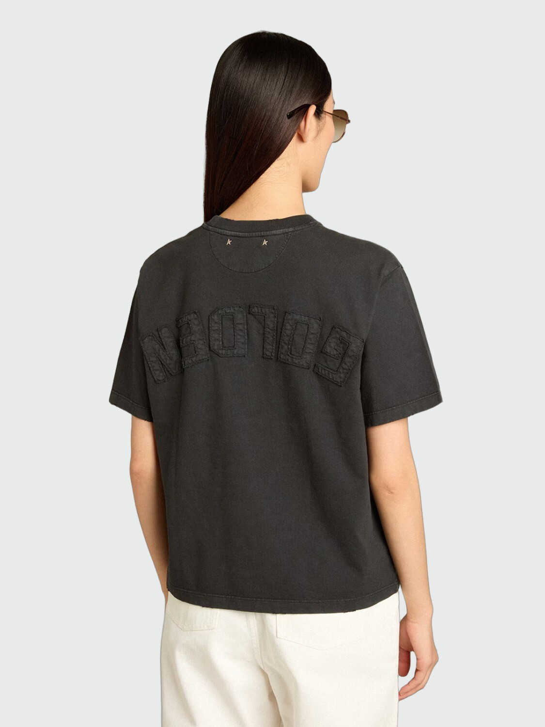 GOLDEN GOOSE - REMERA DE ALGODÓN CON LOGO INVERTIDO EN LA ESPALDA Alta Automática