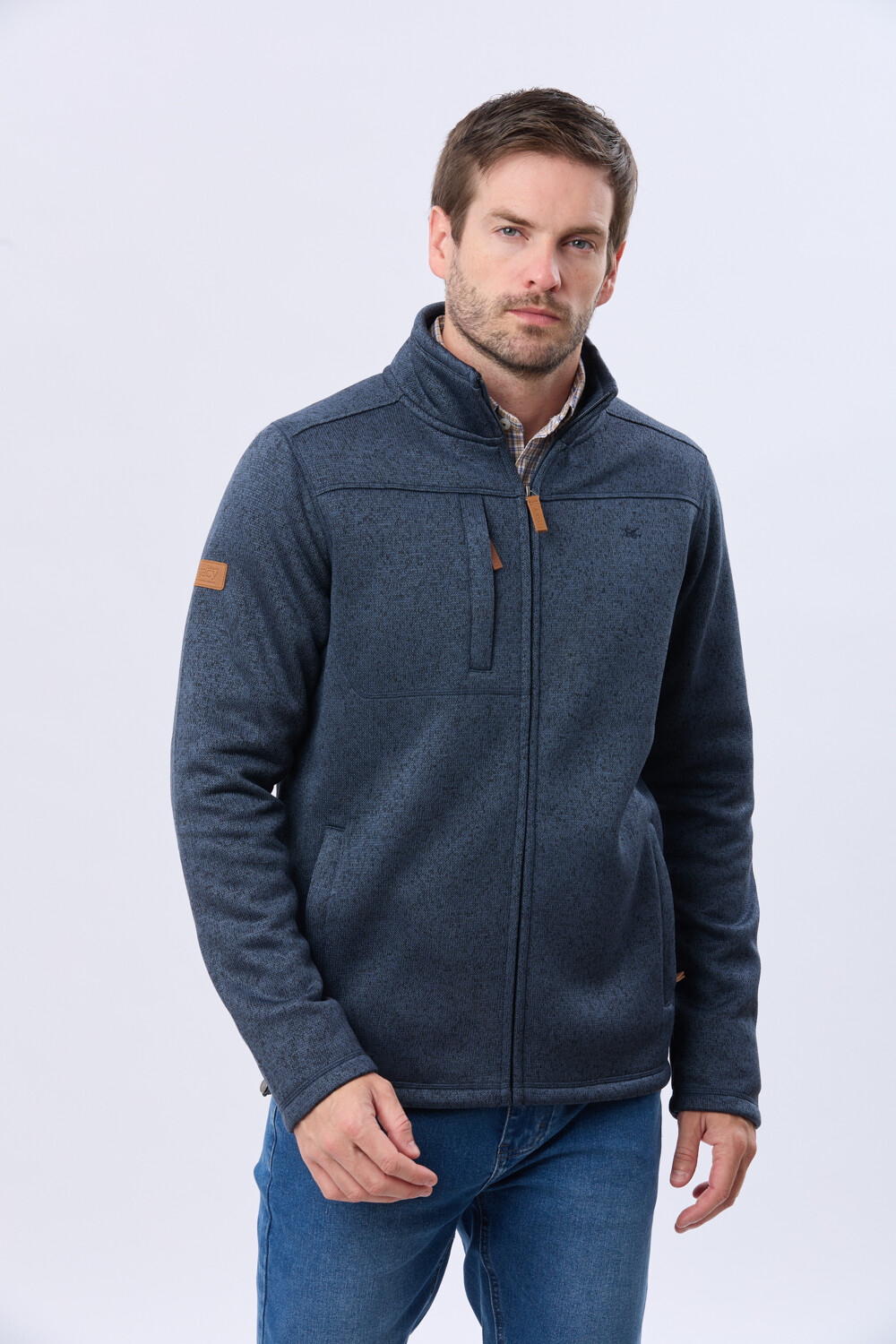 CAMPERA TEXTURADA CON INTERIOR EN POLAR Azul