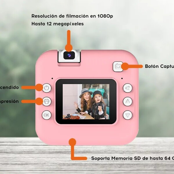 Camara Fotos Infantil Impresion Instantanea Digital Doble Ax Variante Color Verde