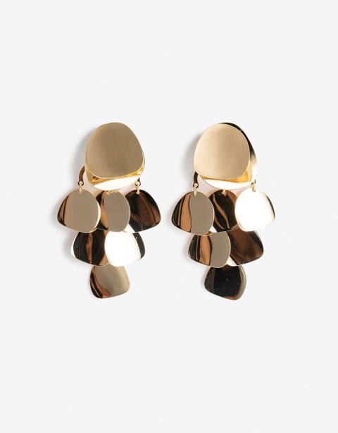 Aros Colgantes Largos Metal Aros Largos Chapones Metal - Dorado