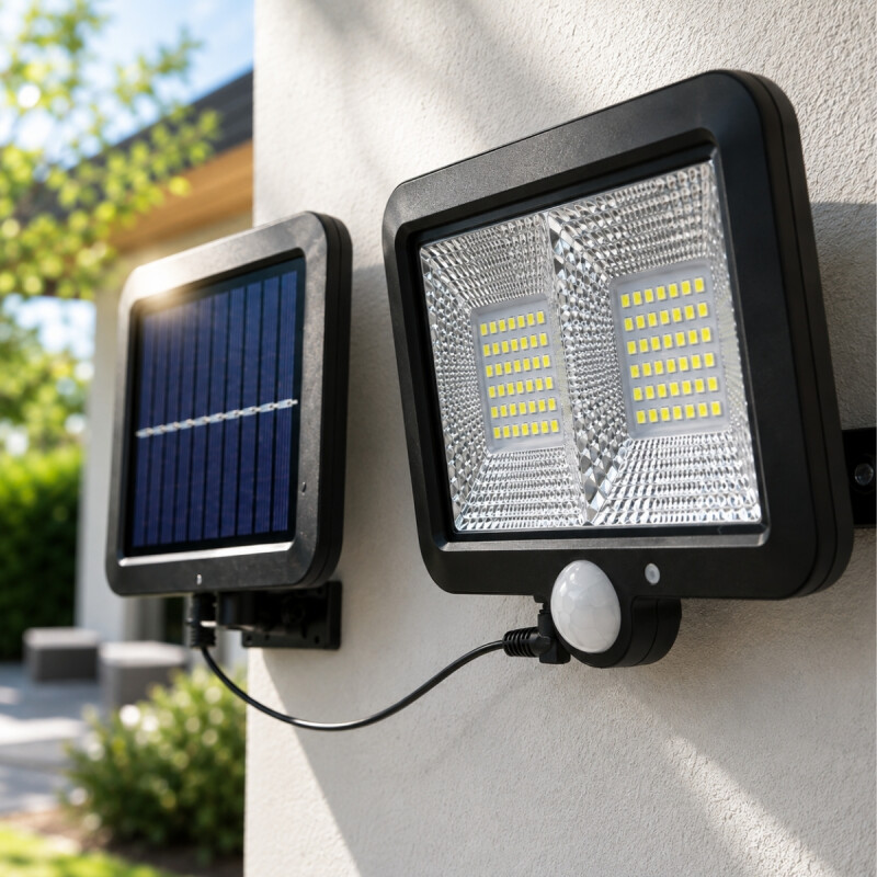 Foco exterior led solar 40W con sensor día noche NEGRO