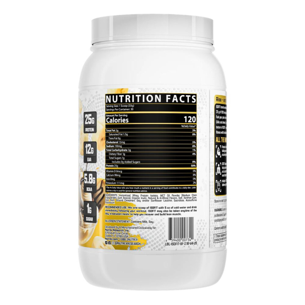 IsoFit Banana Froster | Proteína Aislada de Suero | 2 lb - Nutrex IsoFit Banana Froster | Proteína Aislada de Suero | 2 lb - Nutrex