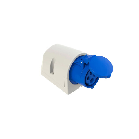 Ficha con base industrial 3P+T 16A 9HS 220V azul IP67 GG0427