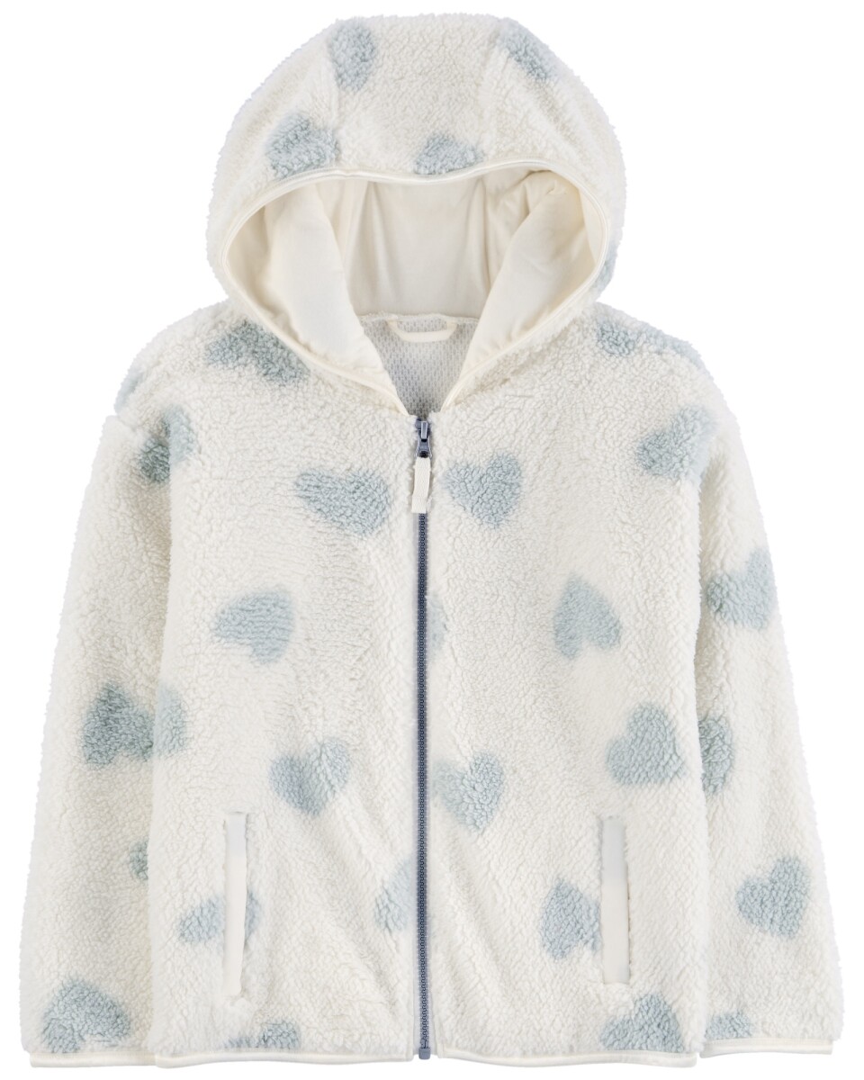 Campera de sherpa, diseño corazones. Talles 6-8 