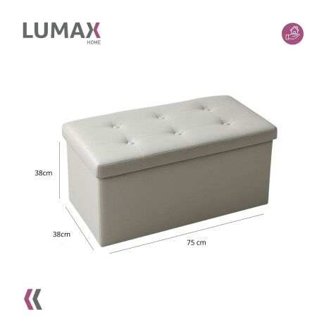 Puff Baúl Lumax Plegable 75x38 cm Organizador Living Dormitorio Gris claro
