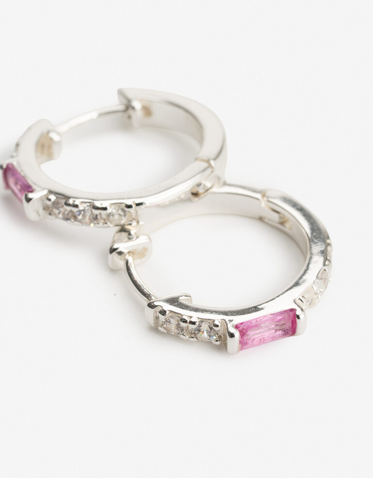 Aros Argollas Cubic zirconia Argollas Bañadas En Plata - Plateado