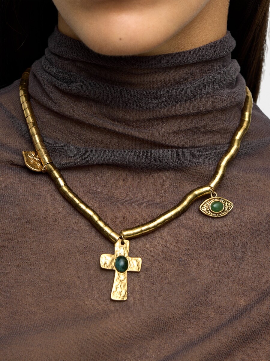Collar Corto Con Colgantes De Piedras multicolor