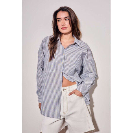 Camisa Rayada Azul