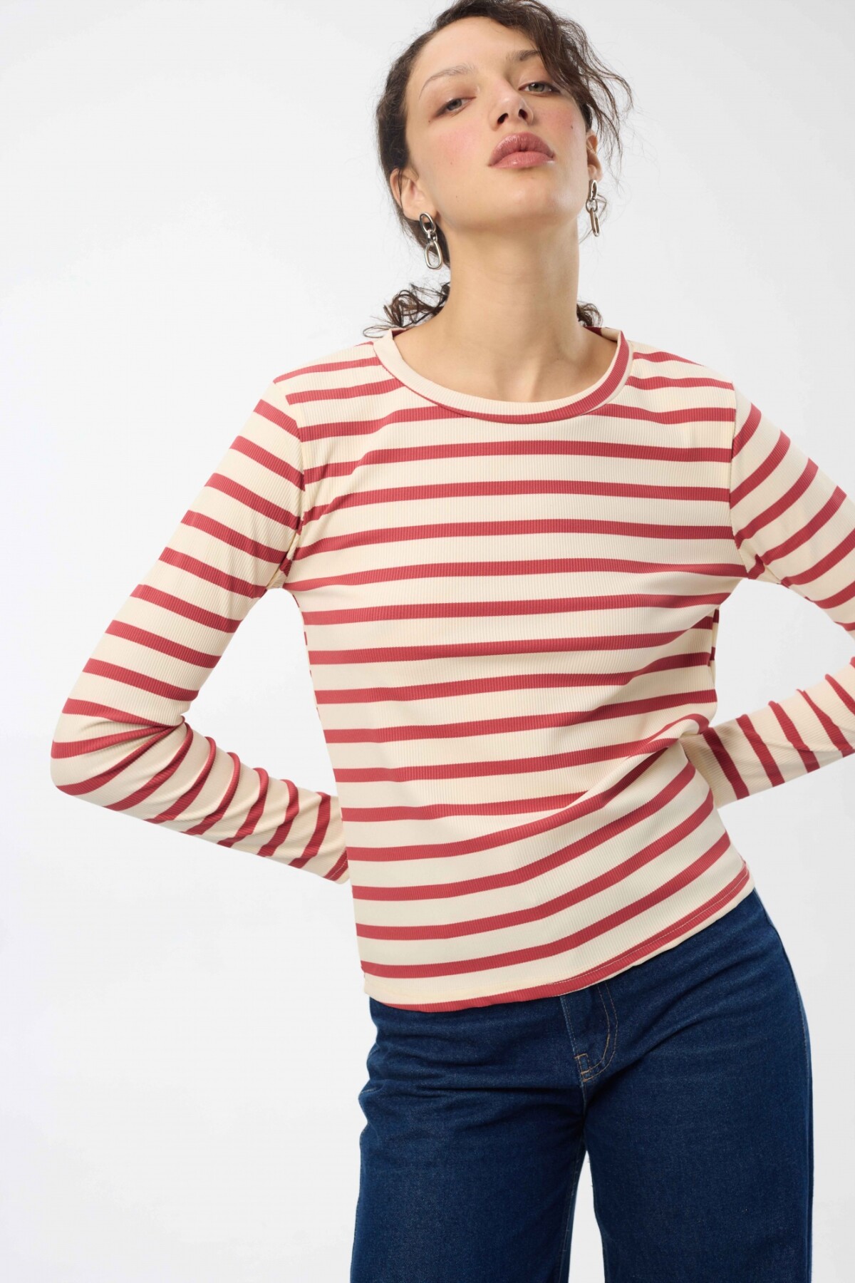 Remera Palma Rayas Rosa
