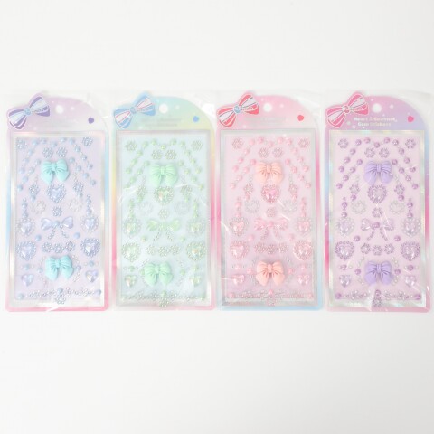 STICKERS BRILLANTES DE CORAZÓN Y LAZO CON GEMAS STICKERS BRILLANTES DE CORAZÓN Y LAZO CON GEMAS