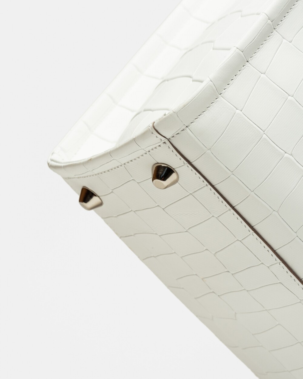 Cartera de mano Capri en cuero grabado croco Blanco