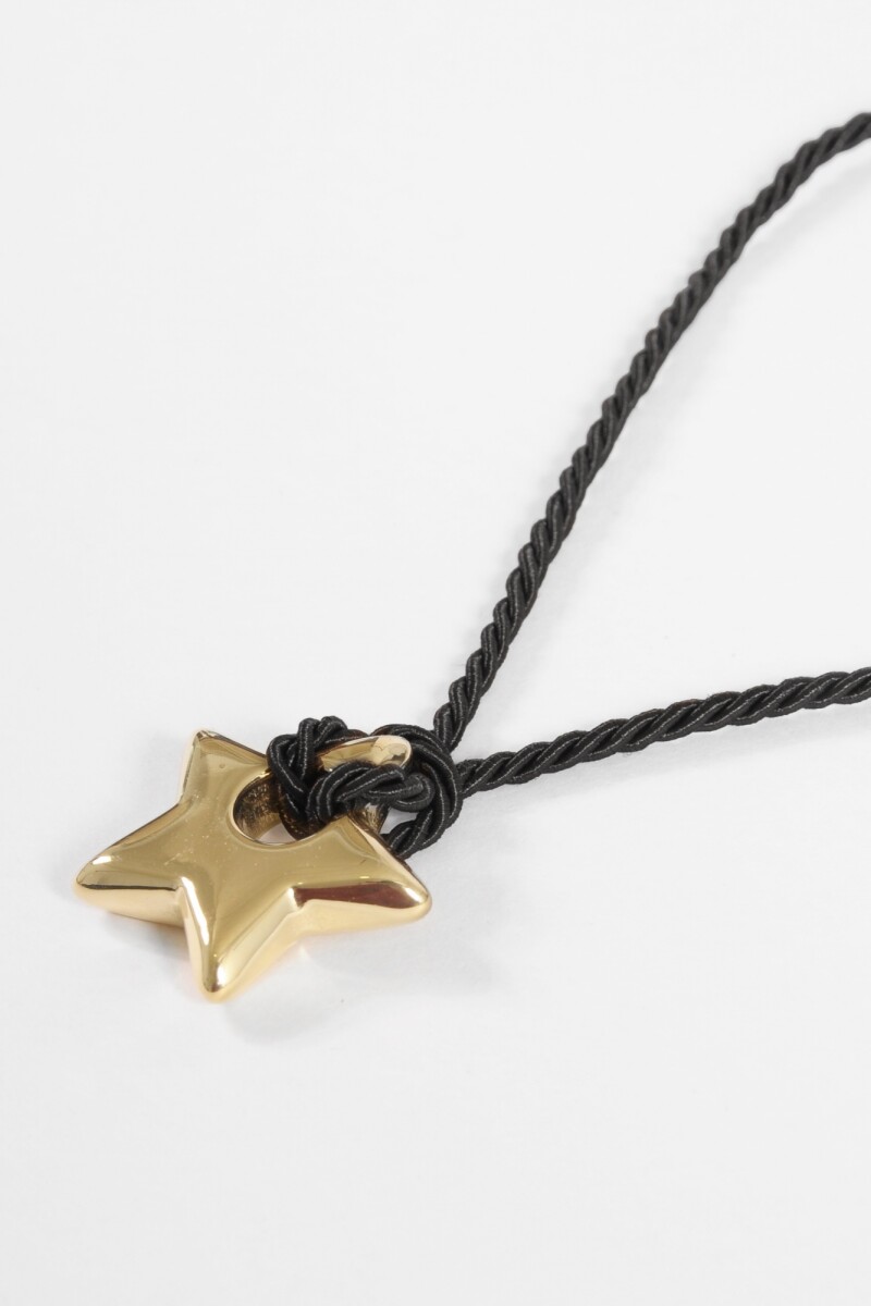 Collar cordón dije estrella acero plateado