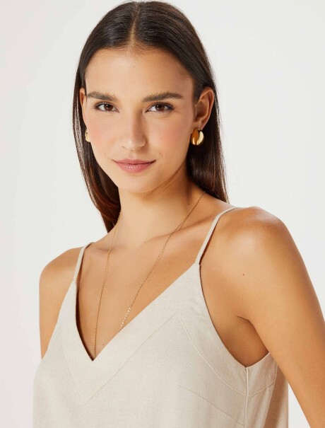 MUSCULOSA FEMENINA CON LINO BEIGE