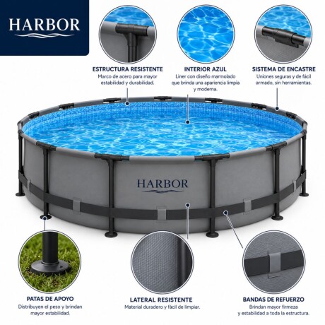Piscina Estructural HARBOR Essential 9.150 L – Con Bomba, Cobertor y Escalera Piscina Estructural HARBOR Essential 9.150 L – Con Bomba, Cobertor y Escalera