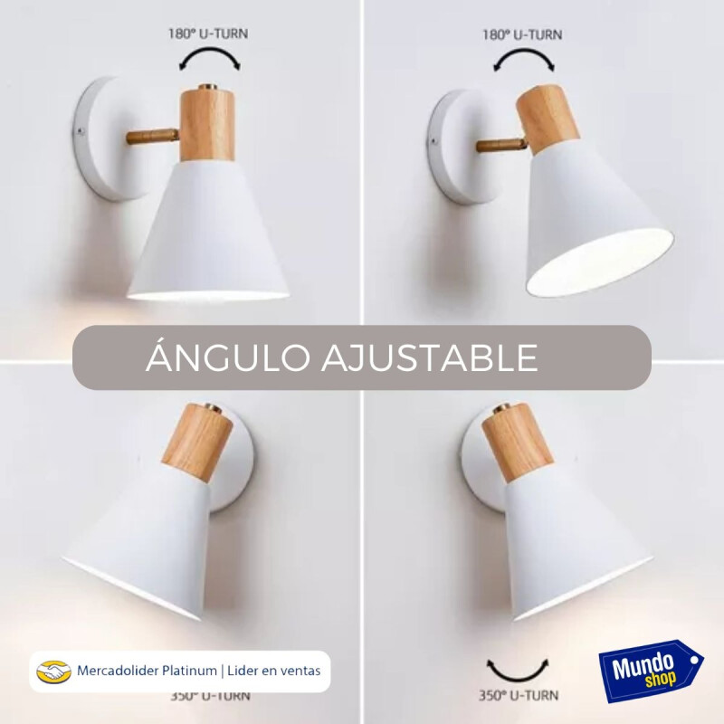 Aplique Estilo Nórdico Metal Blanco Con Detalle Madera Blanco