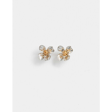 Aros Pasantes Con Flores Metálicas Combinacion Bicolor