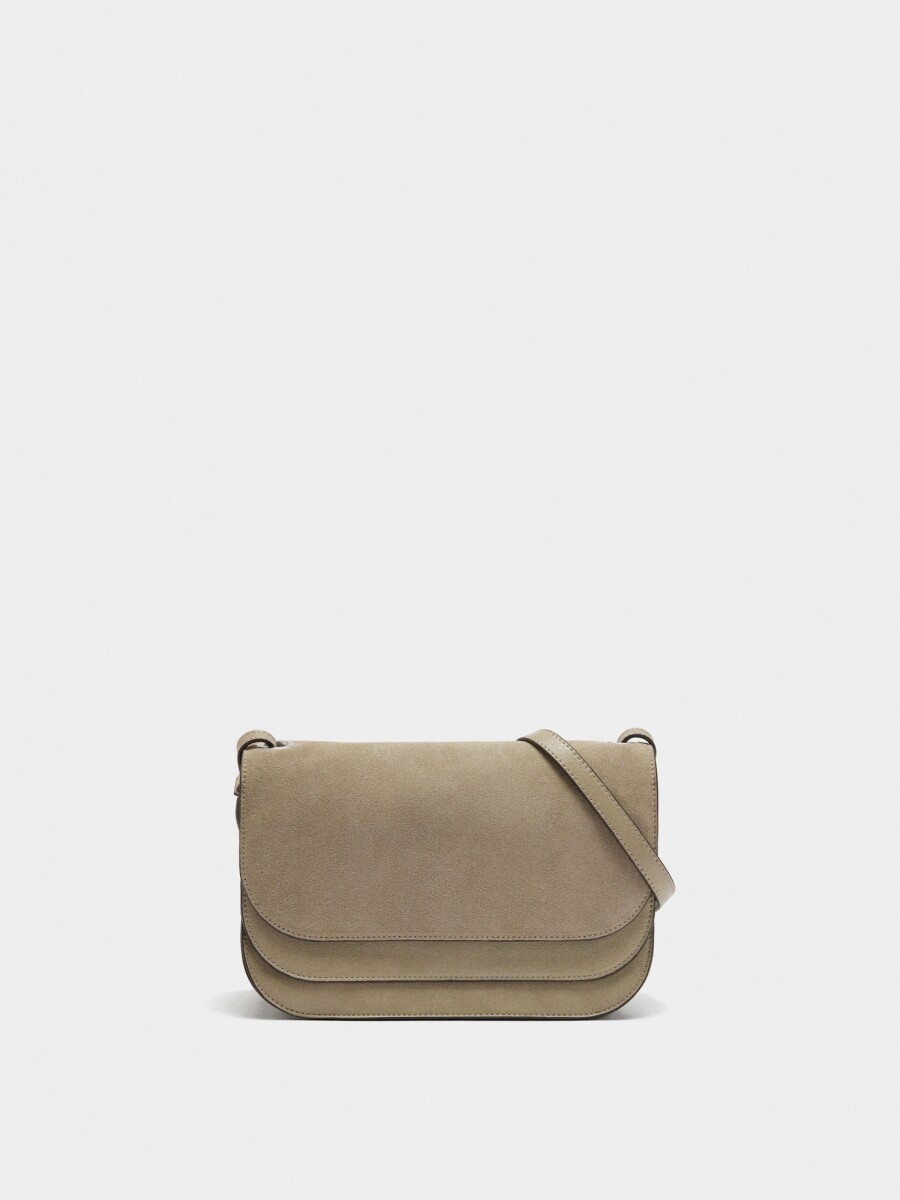 Bolso Bandolera Con Solapa Doble taupe