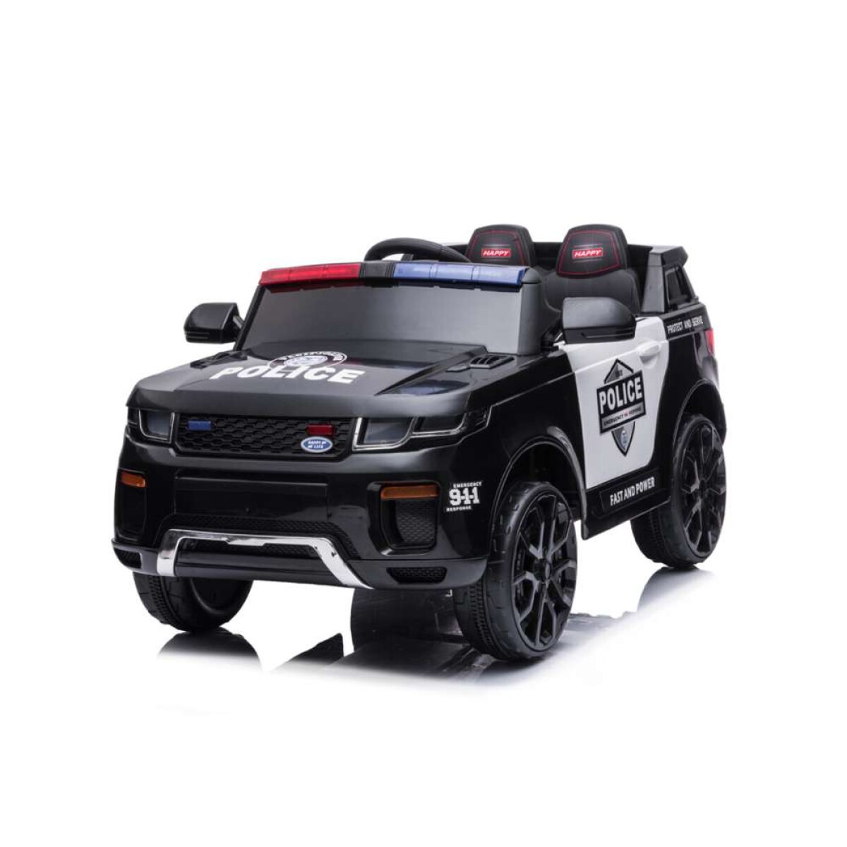 Camioneta Infantil De Policia A Bateria - Blanco y Negro 