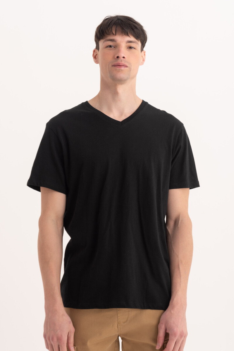 Camiseta cuello en V - Negro 