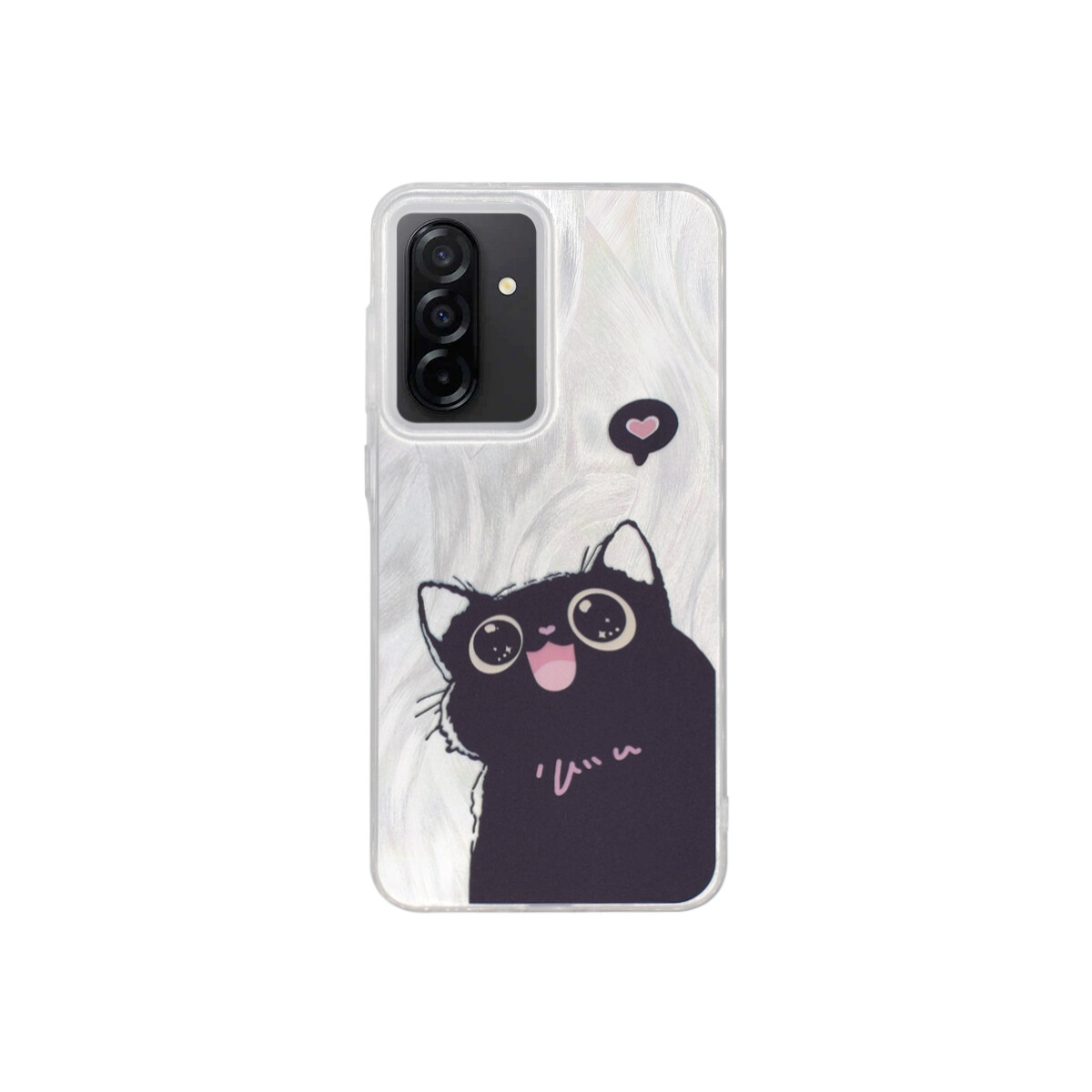 Protector para Samsung Galaxy A56 plateado diseño gato animado 