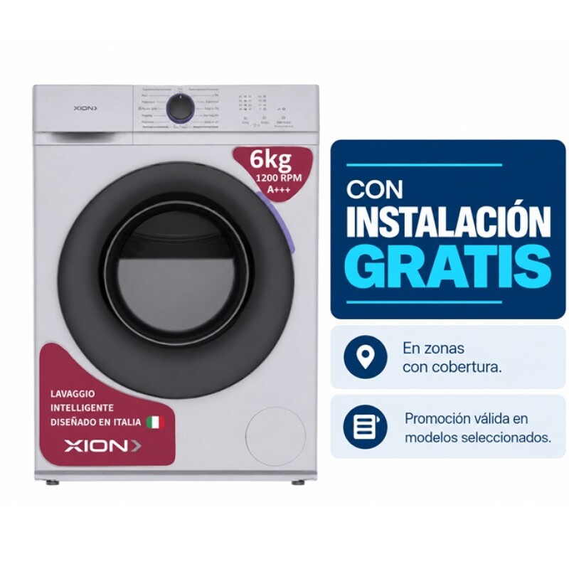 Lavarropas Xion 6kg carga frontal Blanco XI-LAV60F Lavarropas Xion 6kg carga frontal Blanco XI-LAV60F